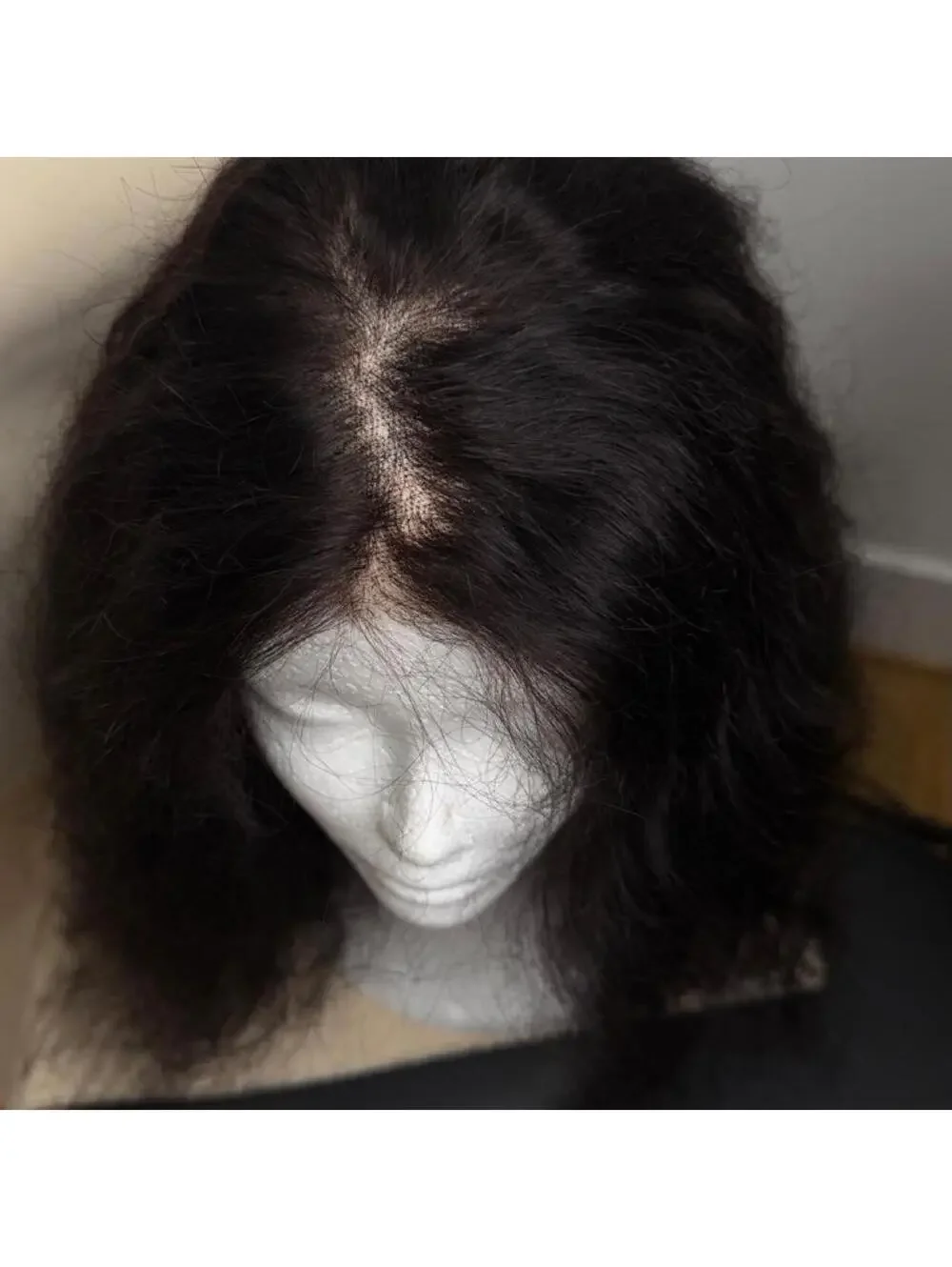 Human Hair Lace Front Wig - Long Black Curly Water Wave Pattern, New Without Tag